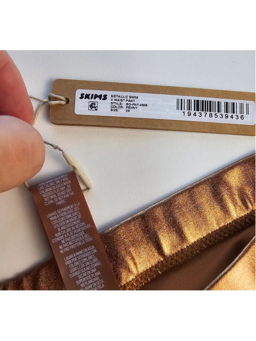 NWT Skims V Waist Contour Swim Pants 3X Penny Gold